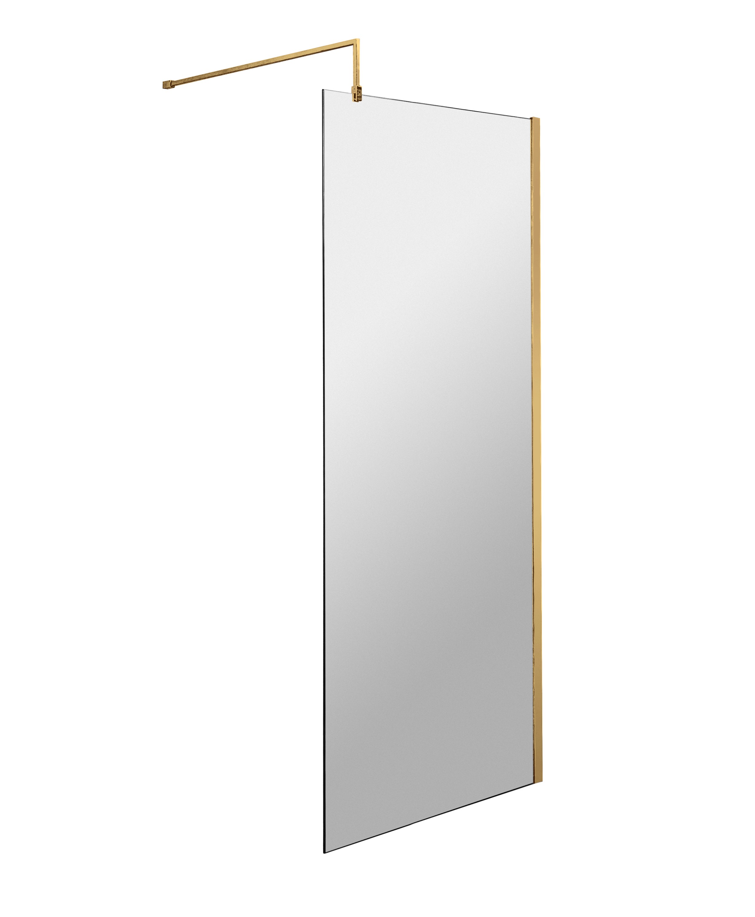 Nuie Brushed Brass 700mm Wetroom Screen with Support Bar WRSCBB070