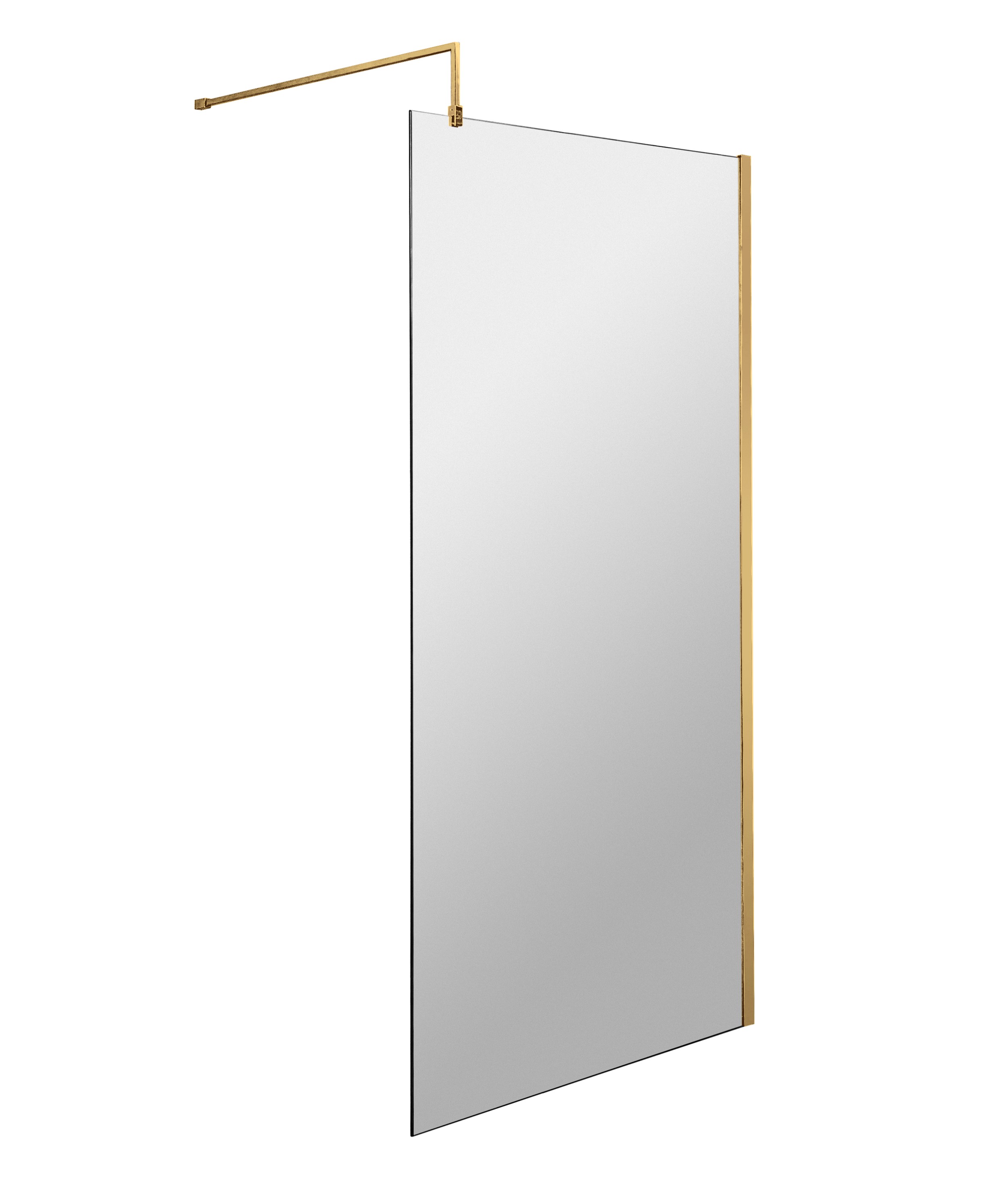 Nuie Brushed Brass 900mm Wetroom Screen with Support Bar WRSCBB090