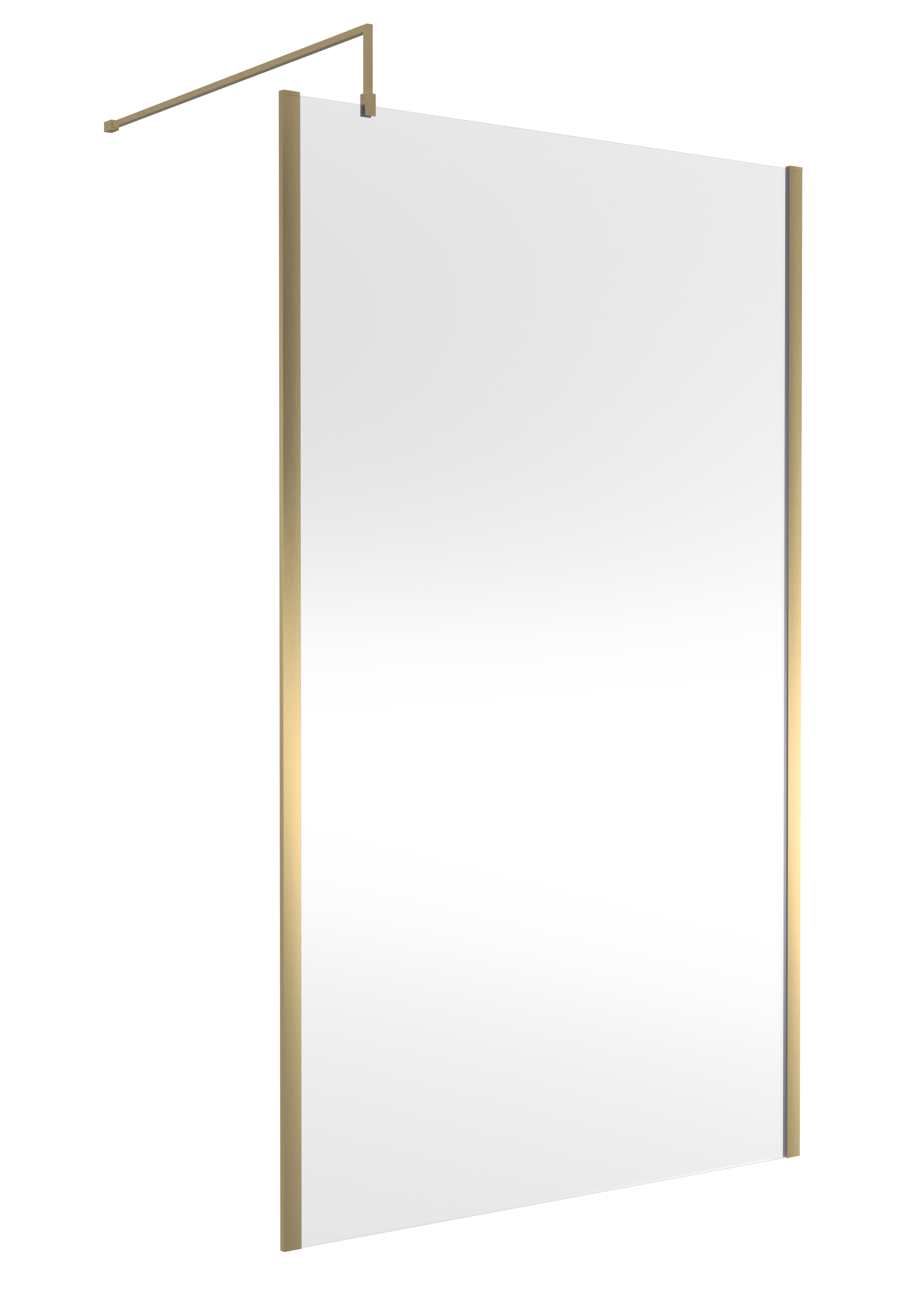 Nuie Brushed Brass 1200mm Partially Framed Wetroom Screen with Support Bar WRSCOBB12