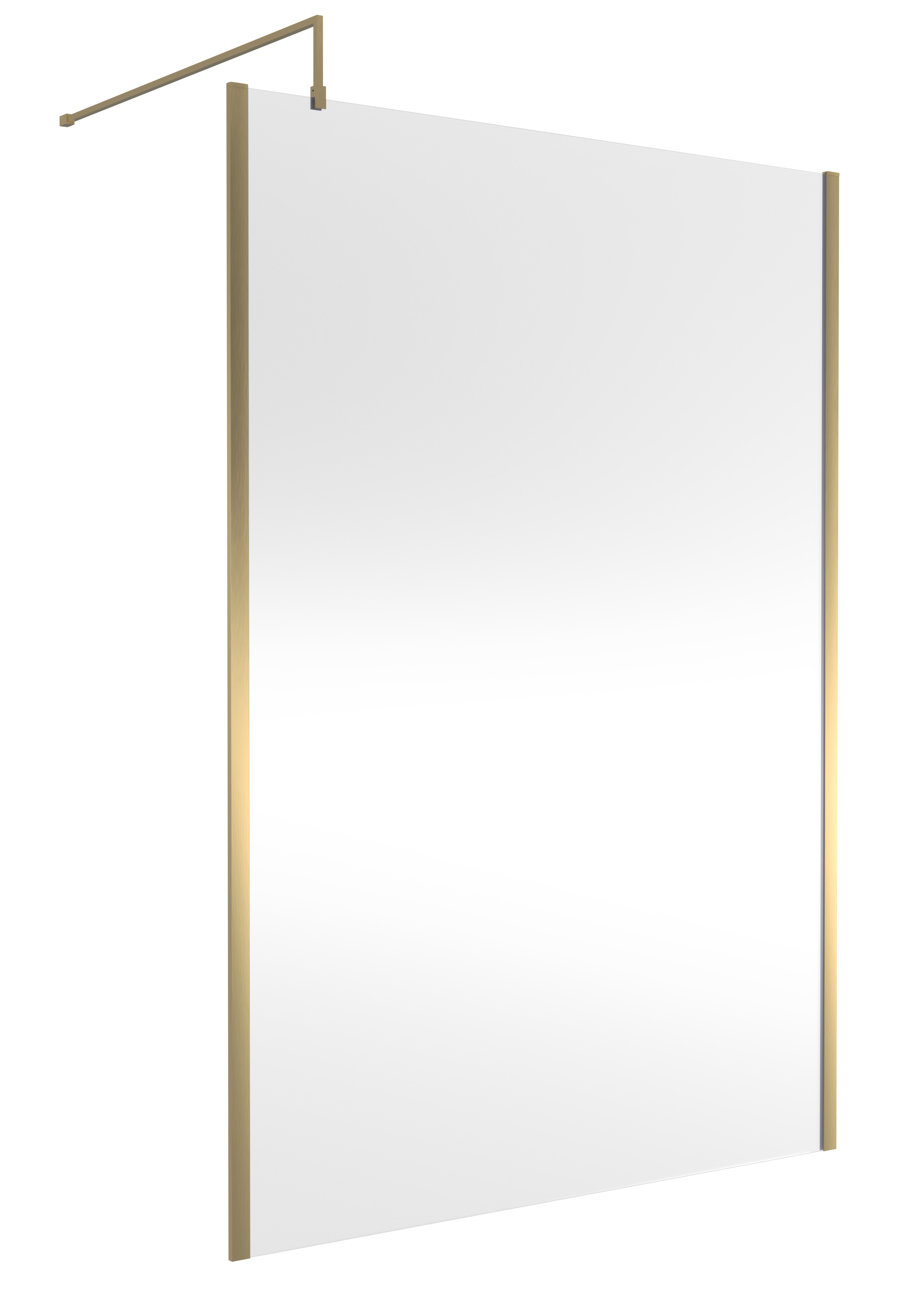 Nuie Brushed Brass 1400mm Partially Framed Wetroom Screen with Support Bar WRSCOBB14