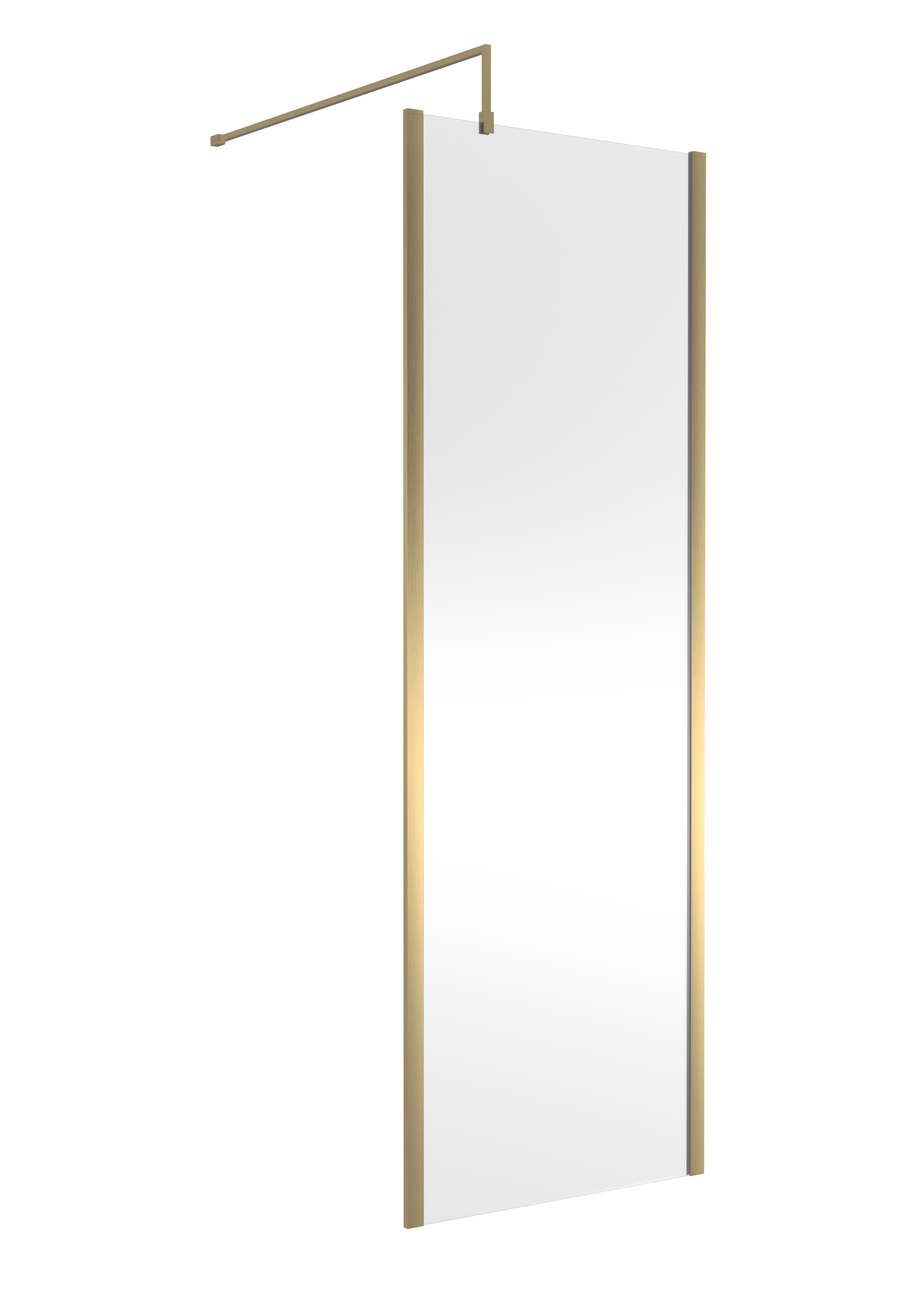Nuie Brushed Brass 700mm Partially Framed Wetroom Screen with Support Bar WRSCOBB70