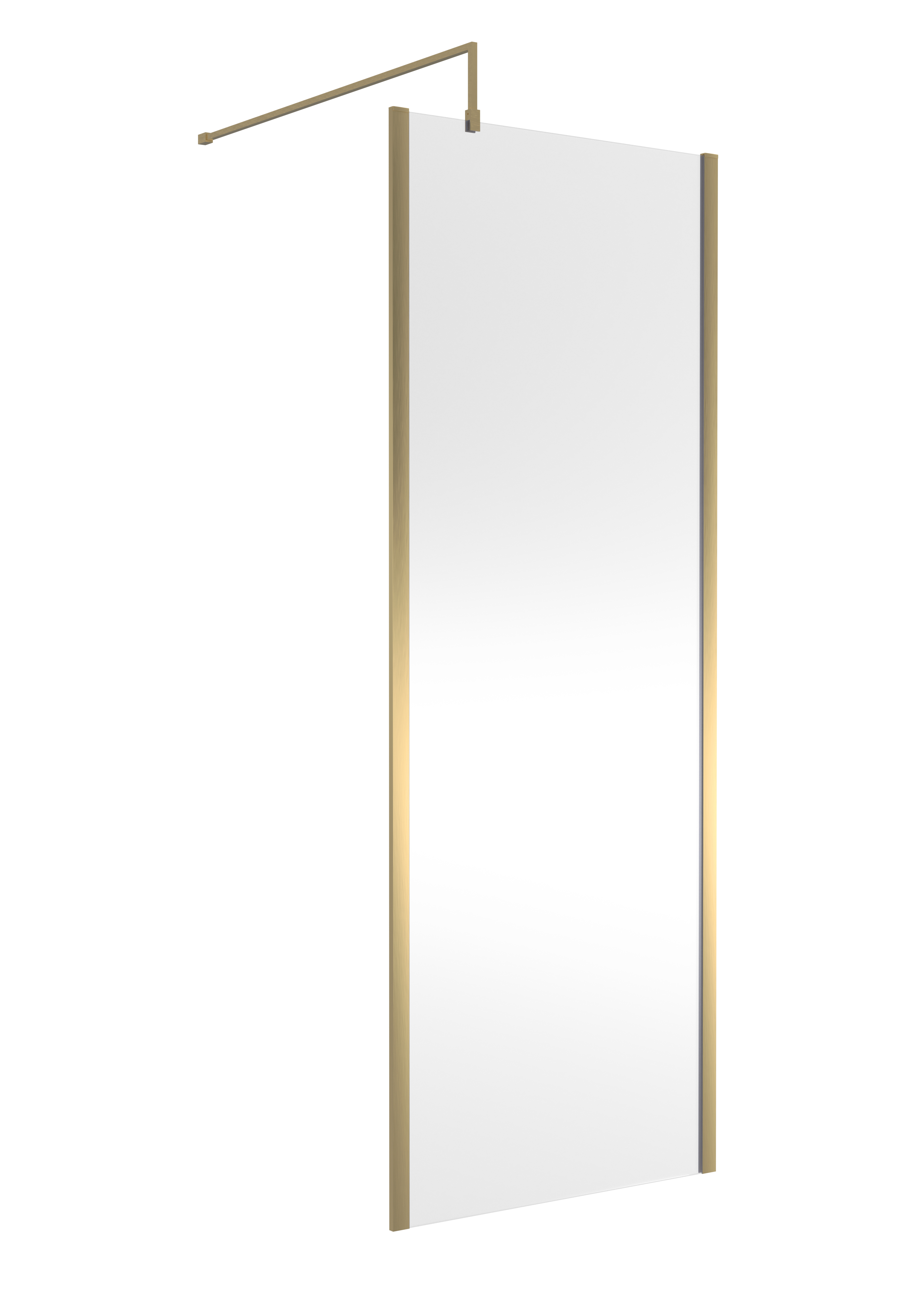 Nuie Brushed Brass 760mm Partially Framed Wetroom Screen with Support Bar WRSCOBB76