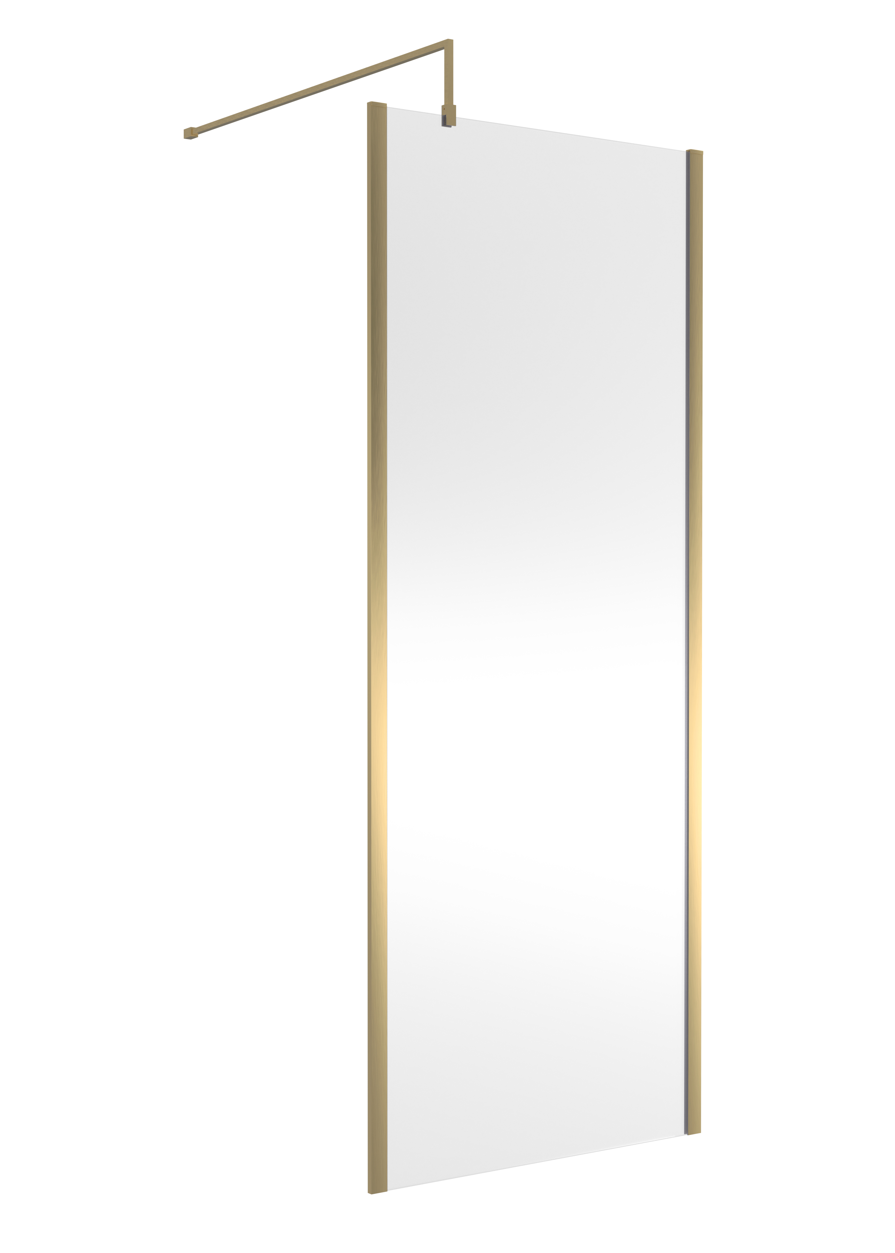 Nuie Brushed Brass 800mm Partially Framed Wetroom Screen with Support Bar WRSCOBB80