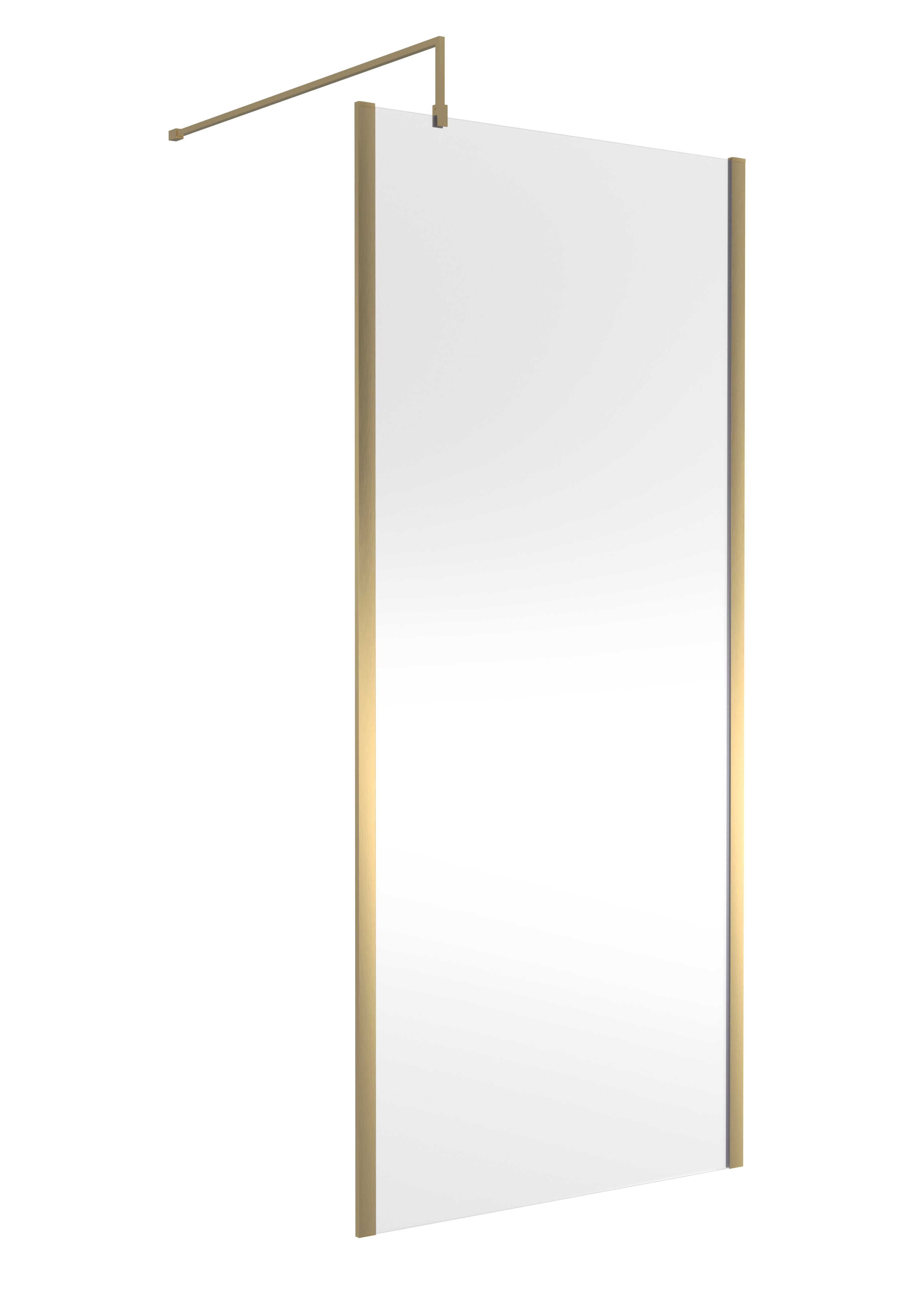 Nuie Brushed Brass 900mm Partially Framed Wetroom Screen with Support Bar WRSCOBB90