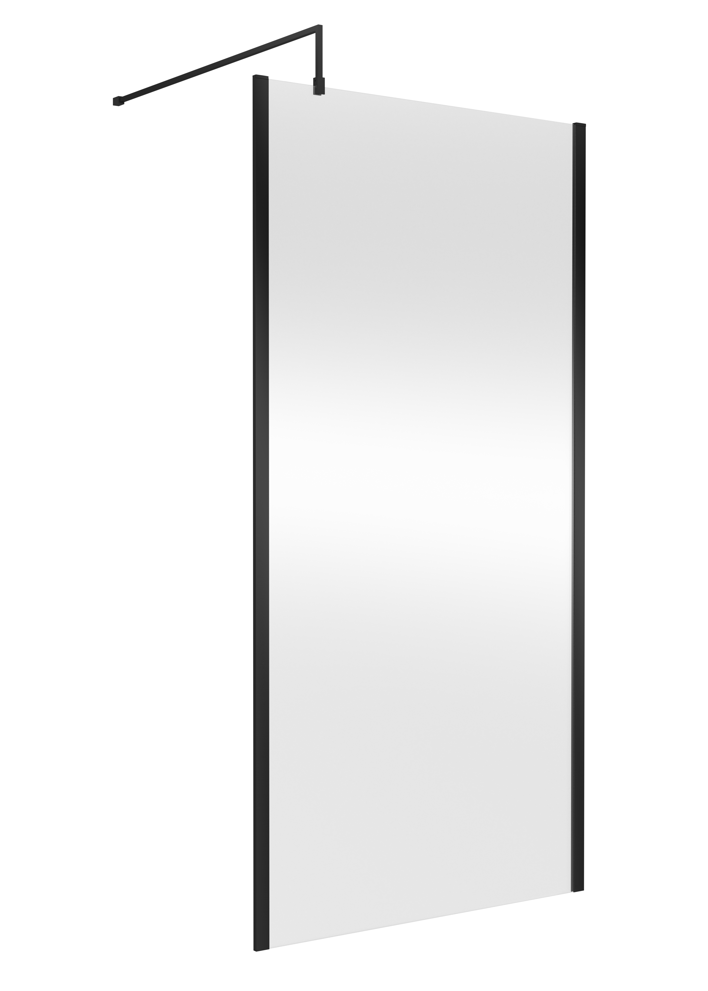 Nuie Matt Black 1000mm Partially Framed Wetroom Screen with Support Bar WRSCOBP10