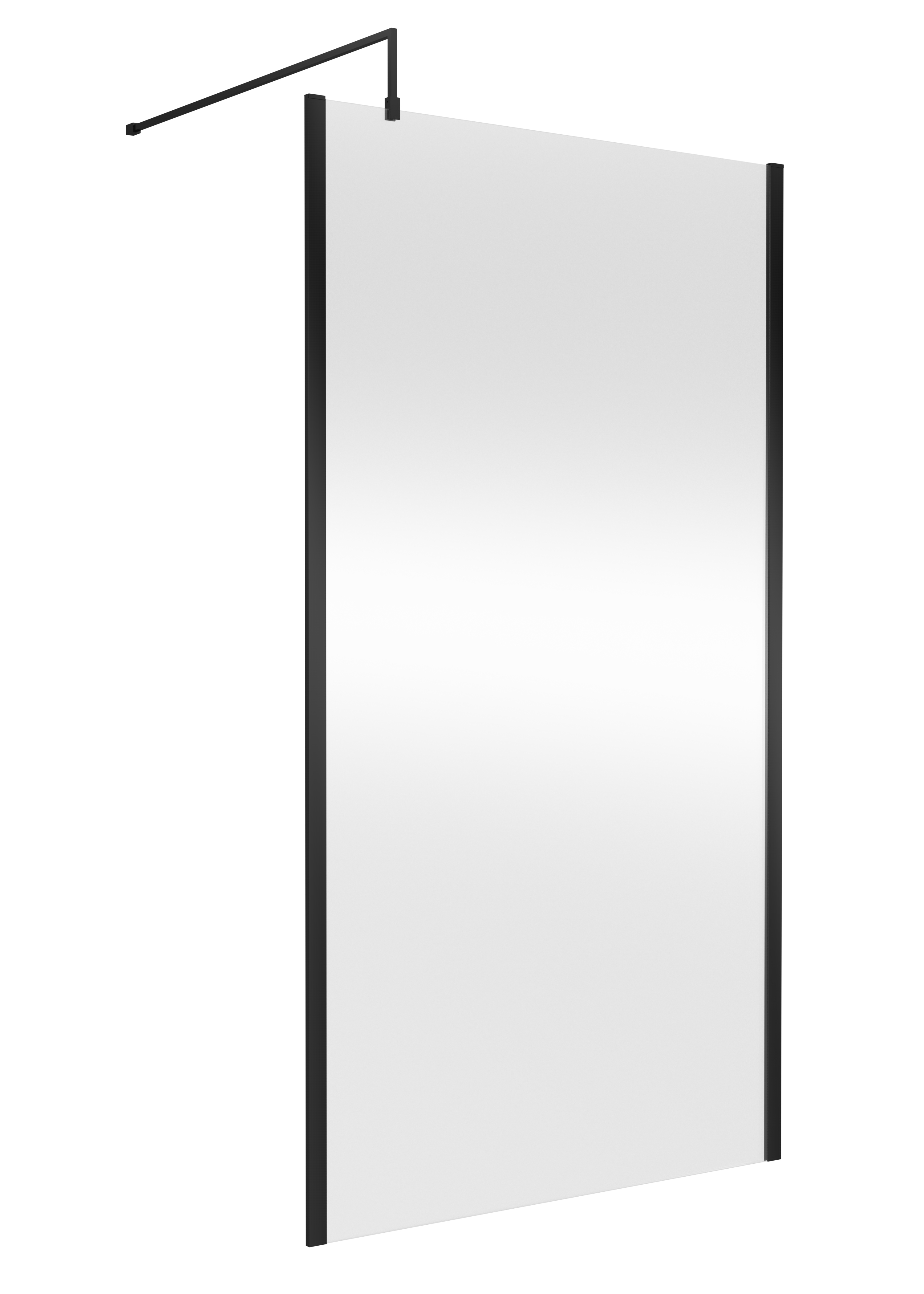 Nuie Matt Black 1100mm Partially Framed Wetroom Screen with Support Bar WRSCOBP11