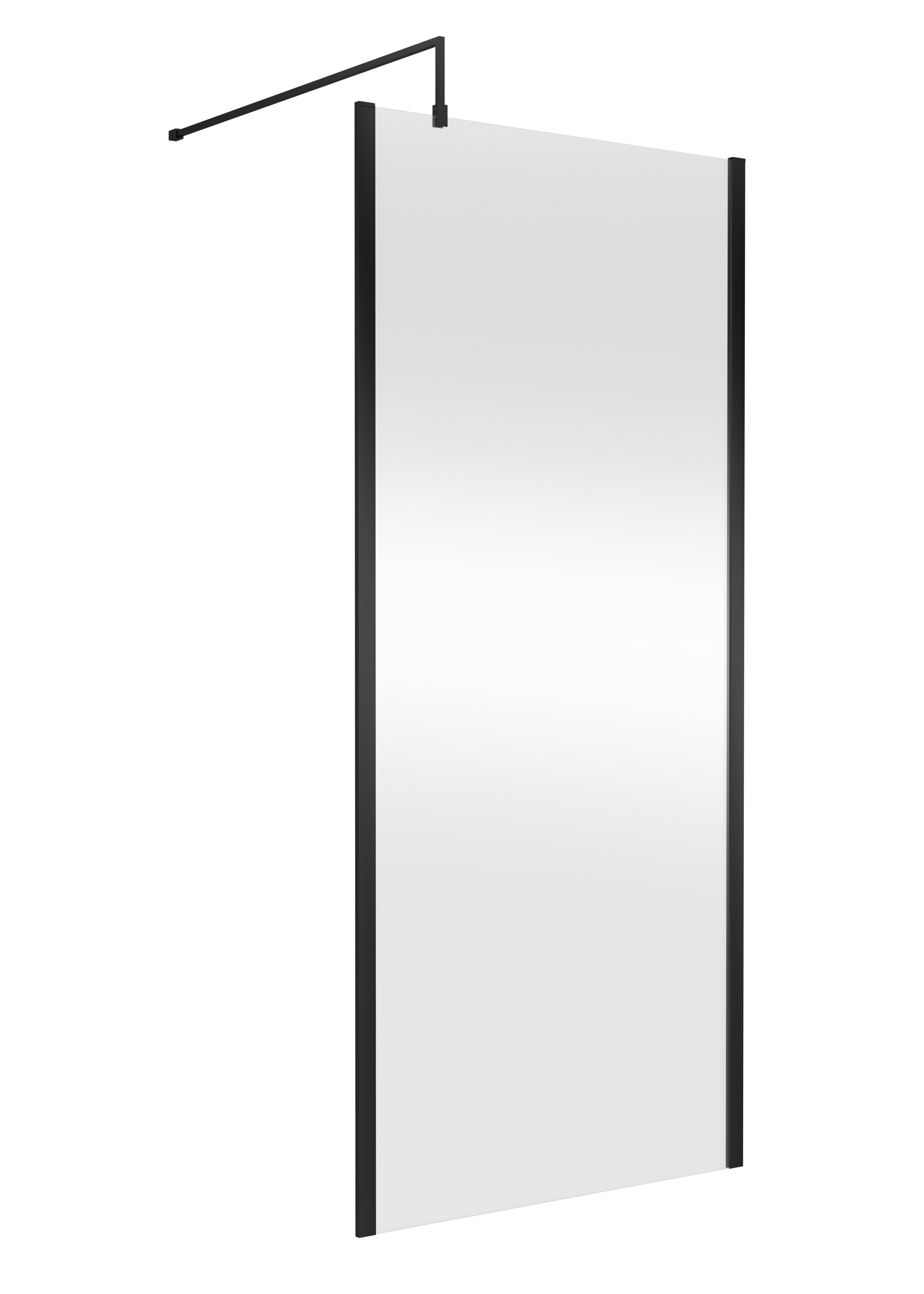Nuie Matt Black 900mm Partially Framed Wetroom Screen with Support Bar WRSCOBP90