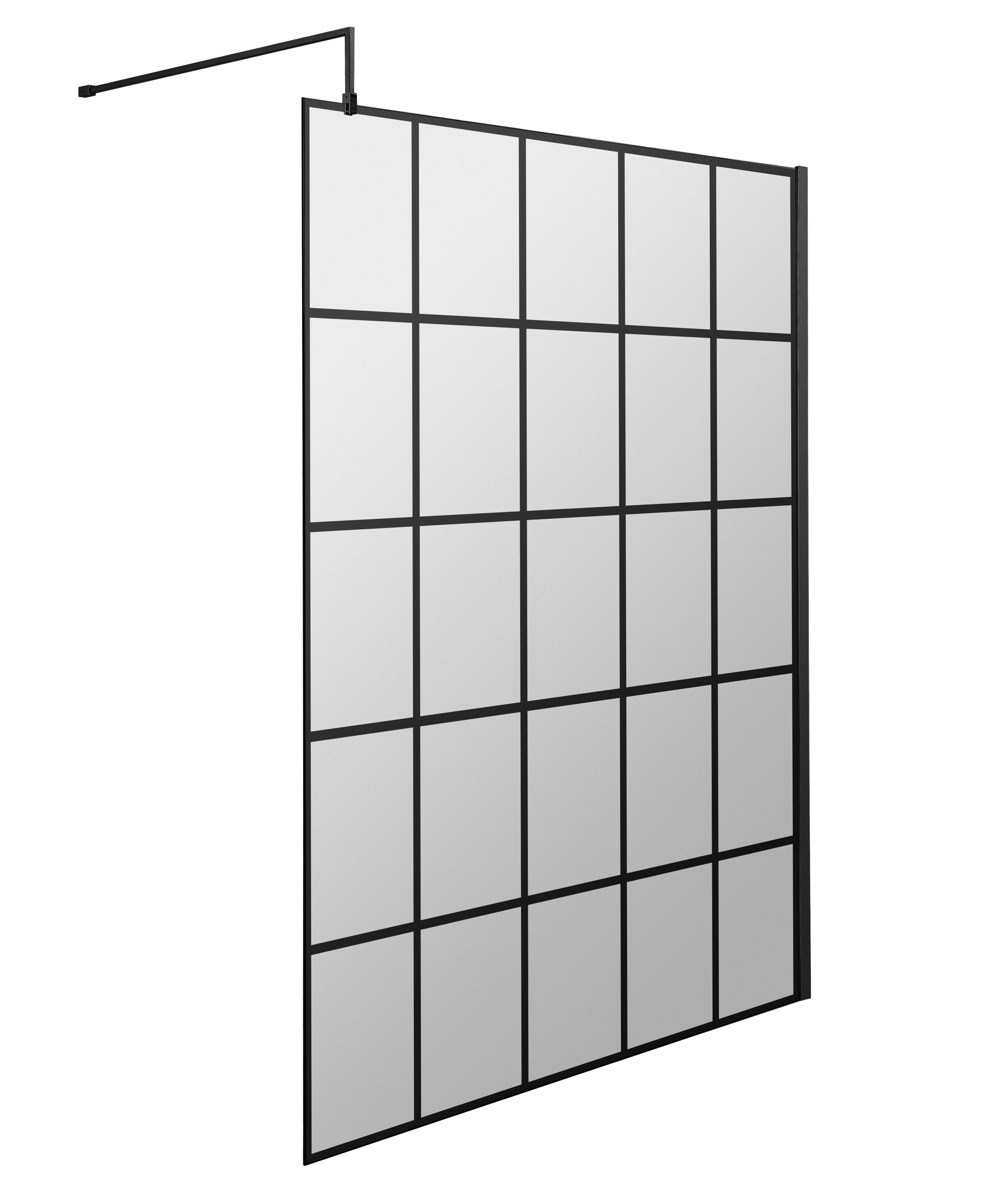 Hudson Reed Wetroom Screen Matt Black 1400mm Framed WRSF14