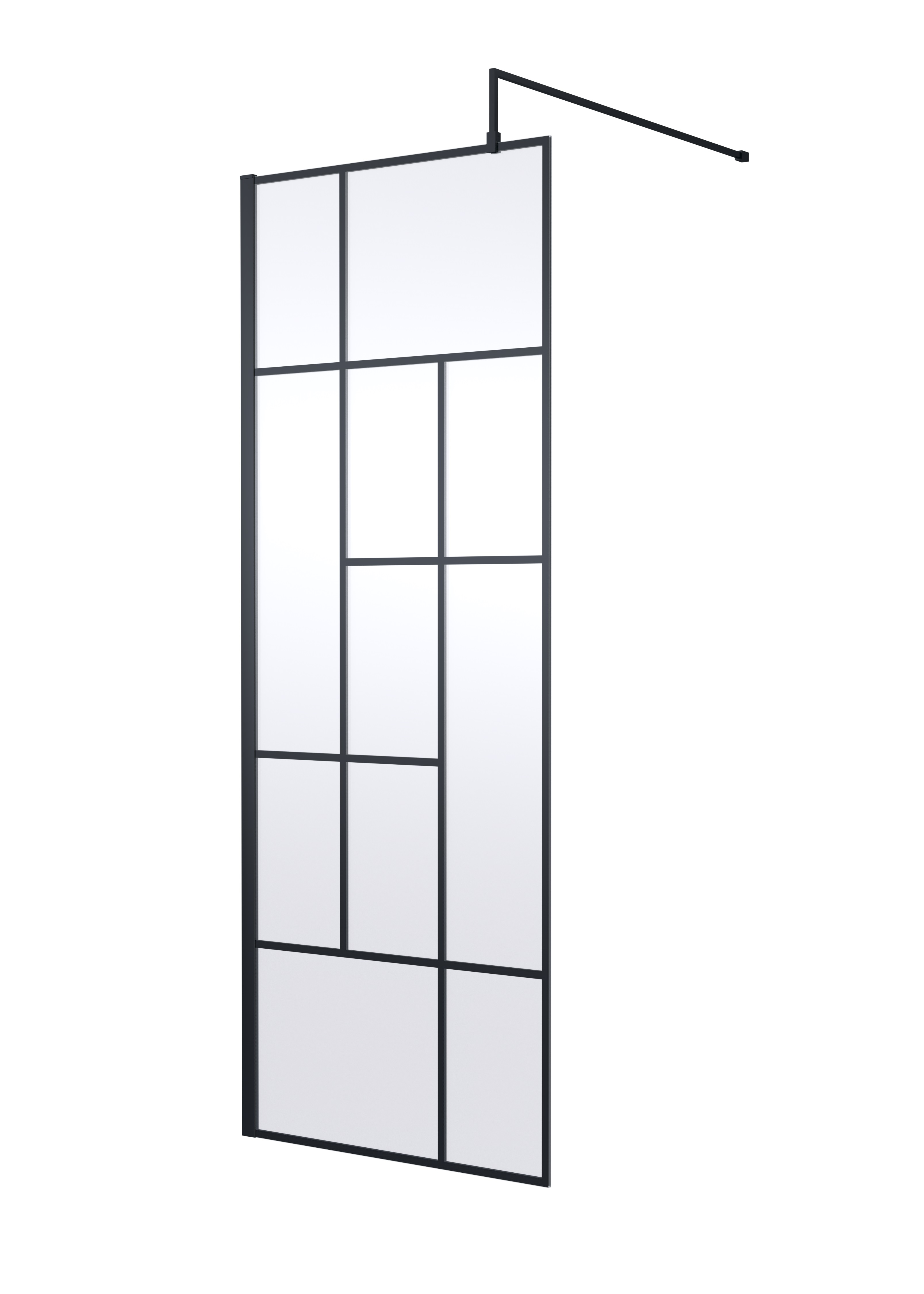 Hudson Reed Wetroom Screen Matt Black 760mm Abstract Frame WRSFB076