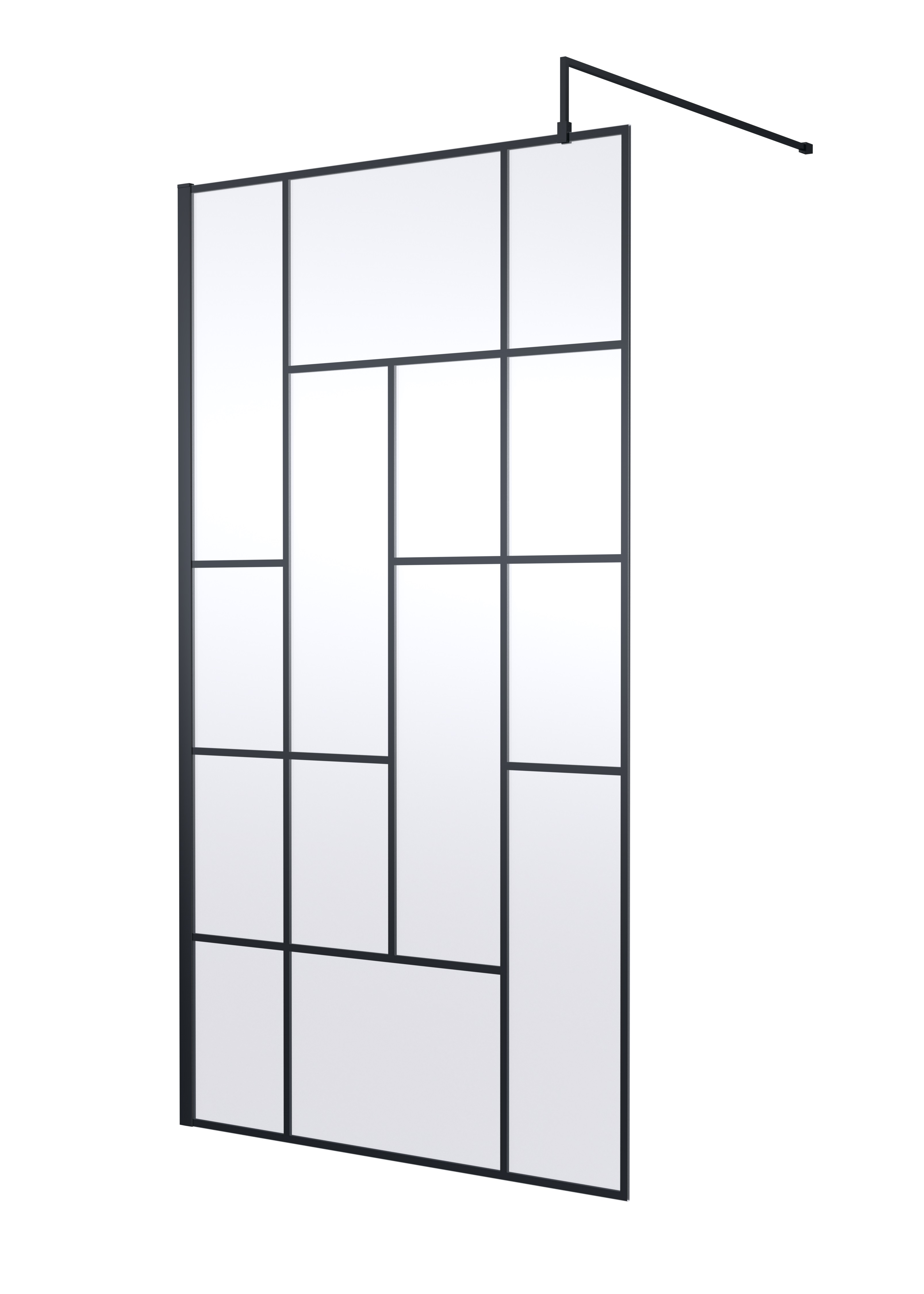 Hudson Reed Wetroom Screen Matt Black 1100mm Abstract Frame WRSFB11