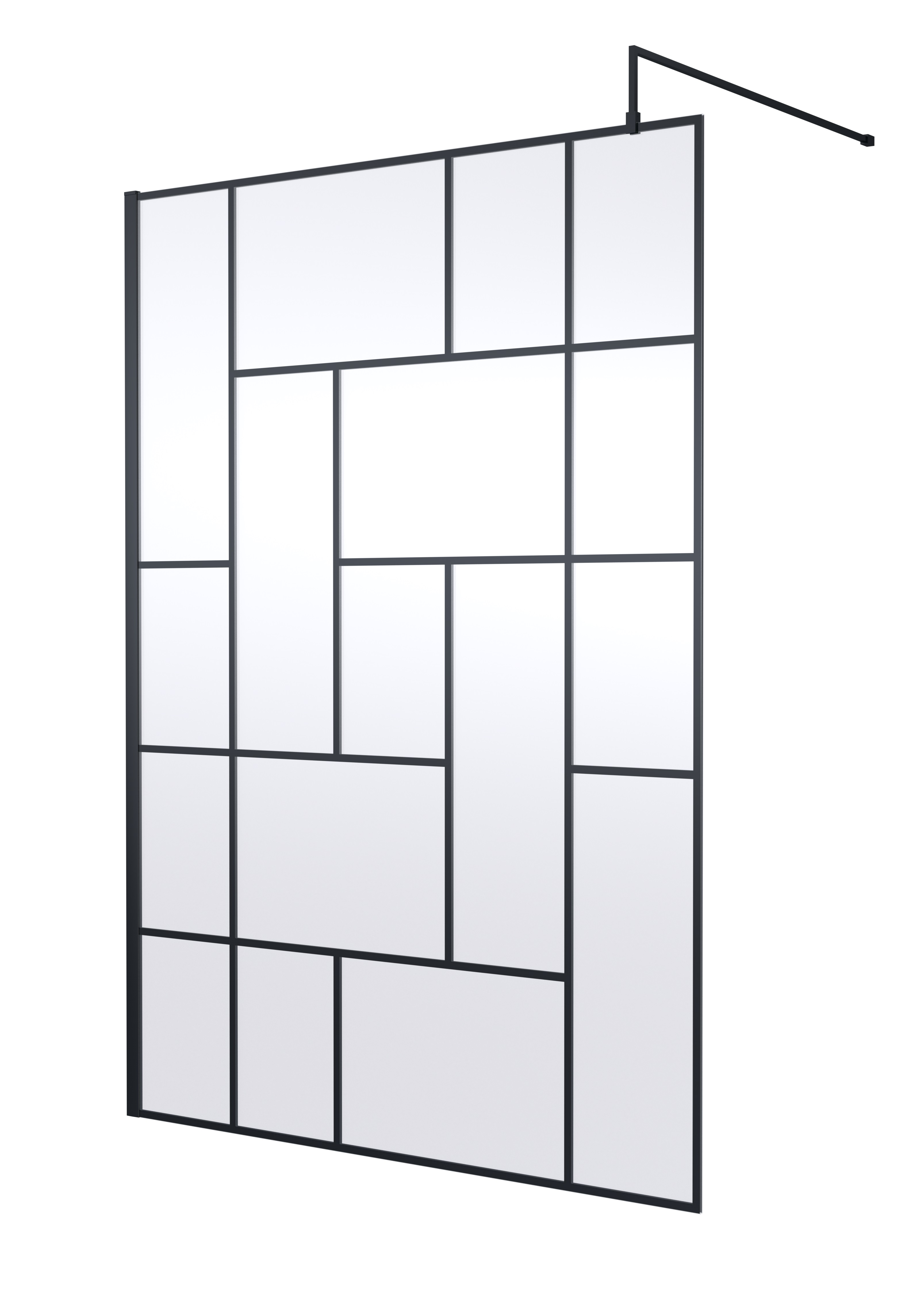 Hudson Reed Wetroom Screen Matt Black 1400mm Abstract Frame WRSFB14