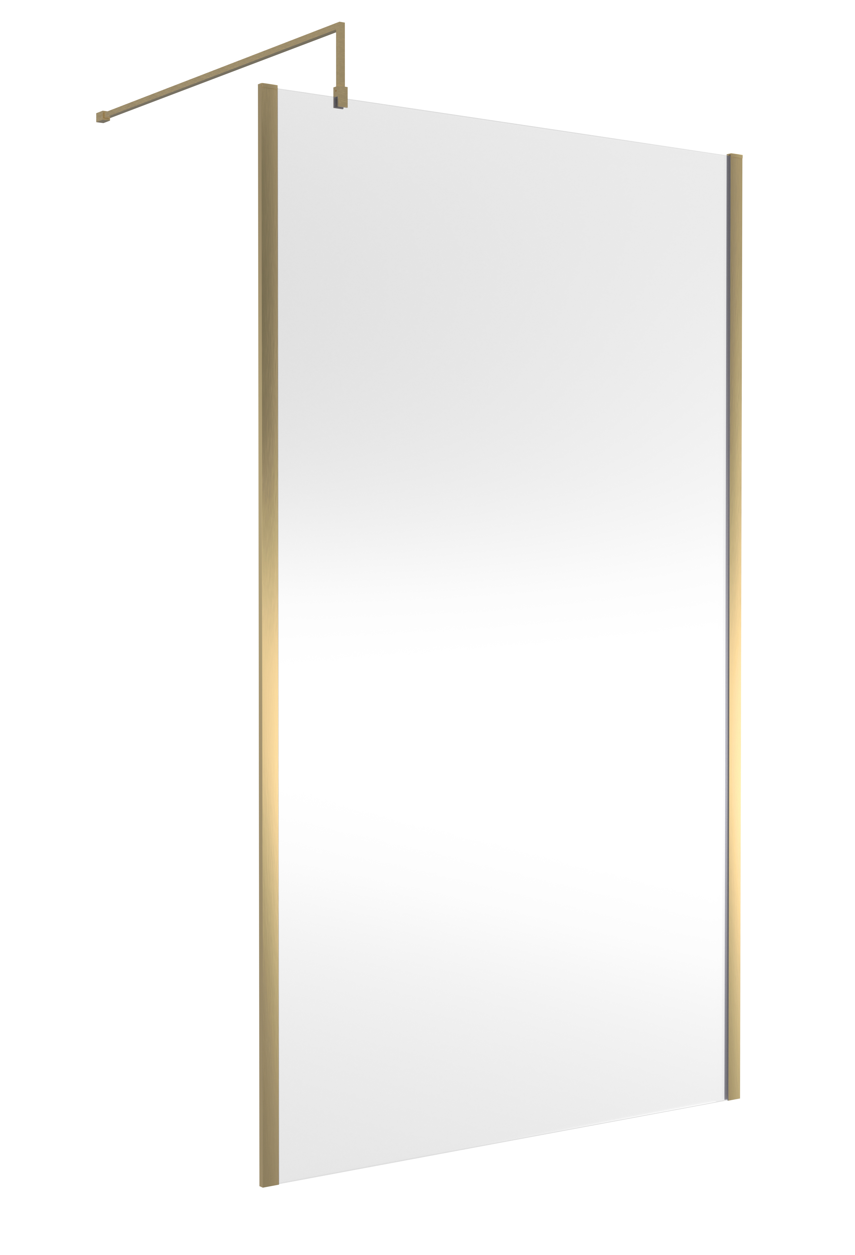 Hudson Reed Wetroom Screen Brushed Brass 1200mm Outer Framed with Support Bar WRSOBB12