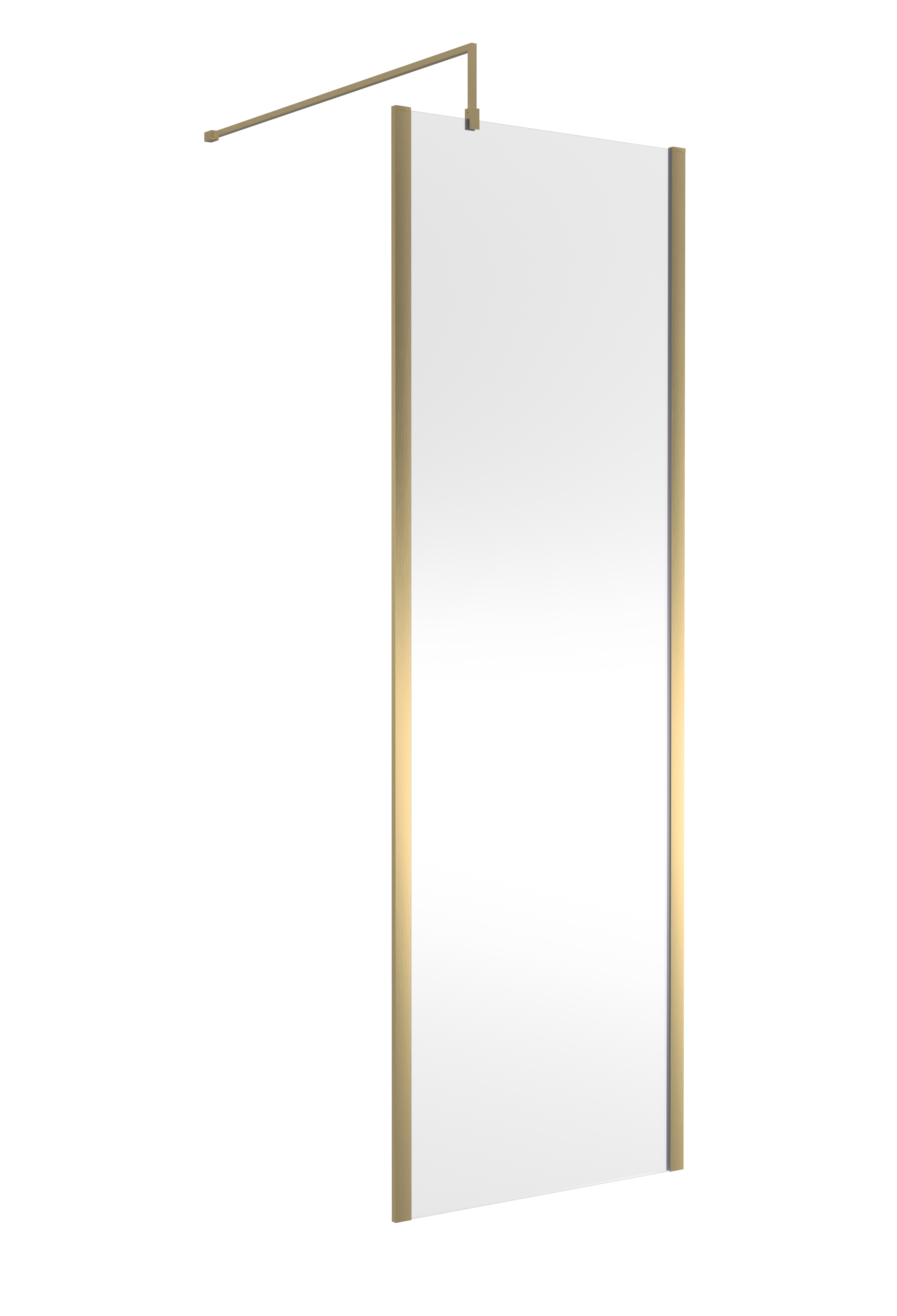 Hudson Reed Wetroom Screen Brushed Brass 700mm Outer Framed with Support Bar WRSOBB70