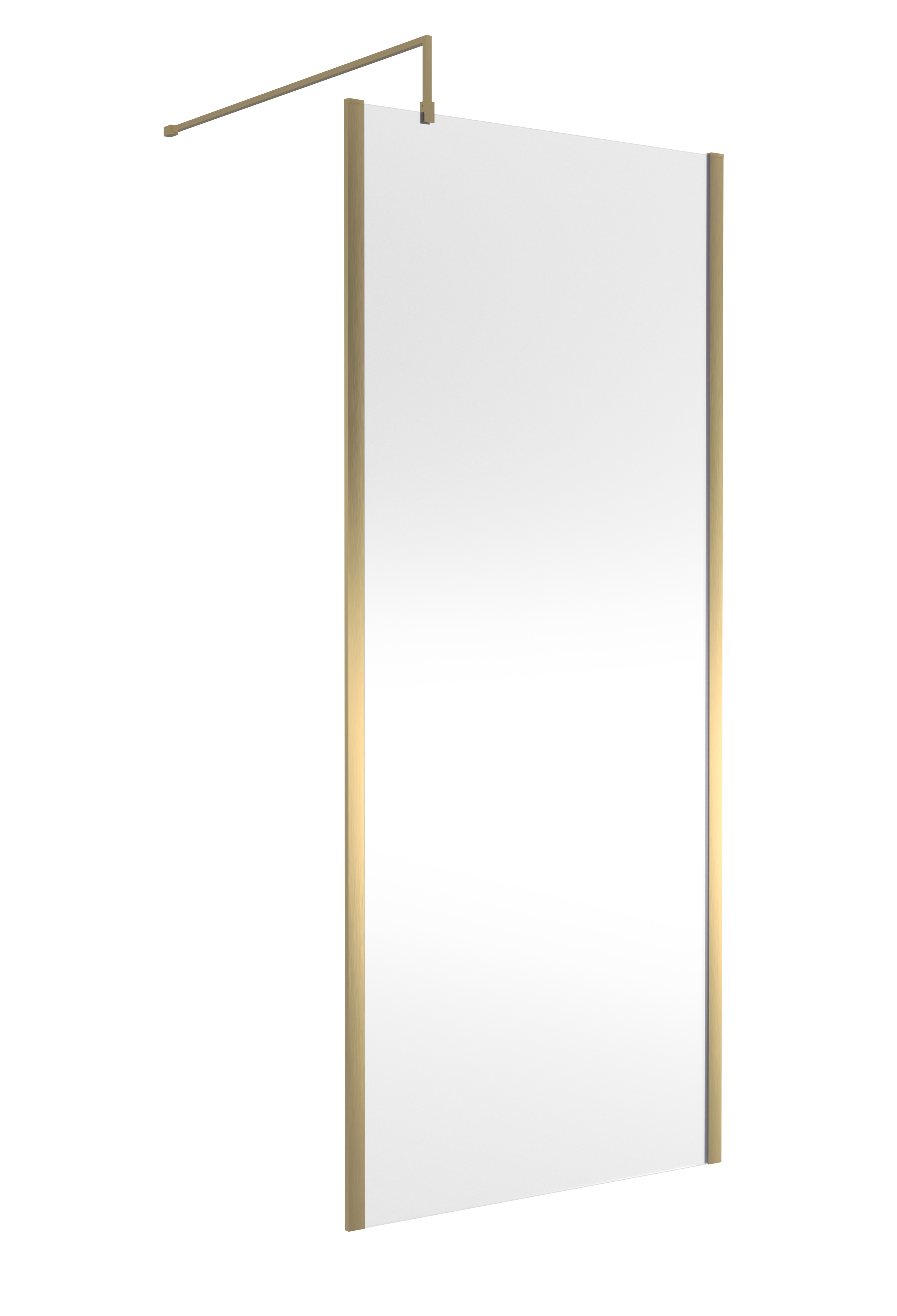 Hudson Reed Wetroom Screen Brushed Brass 900mm Outer Framed with Support Bar WRSOBB90