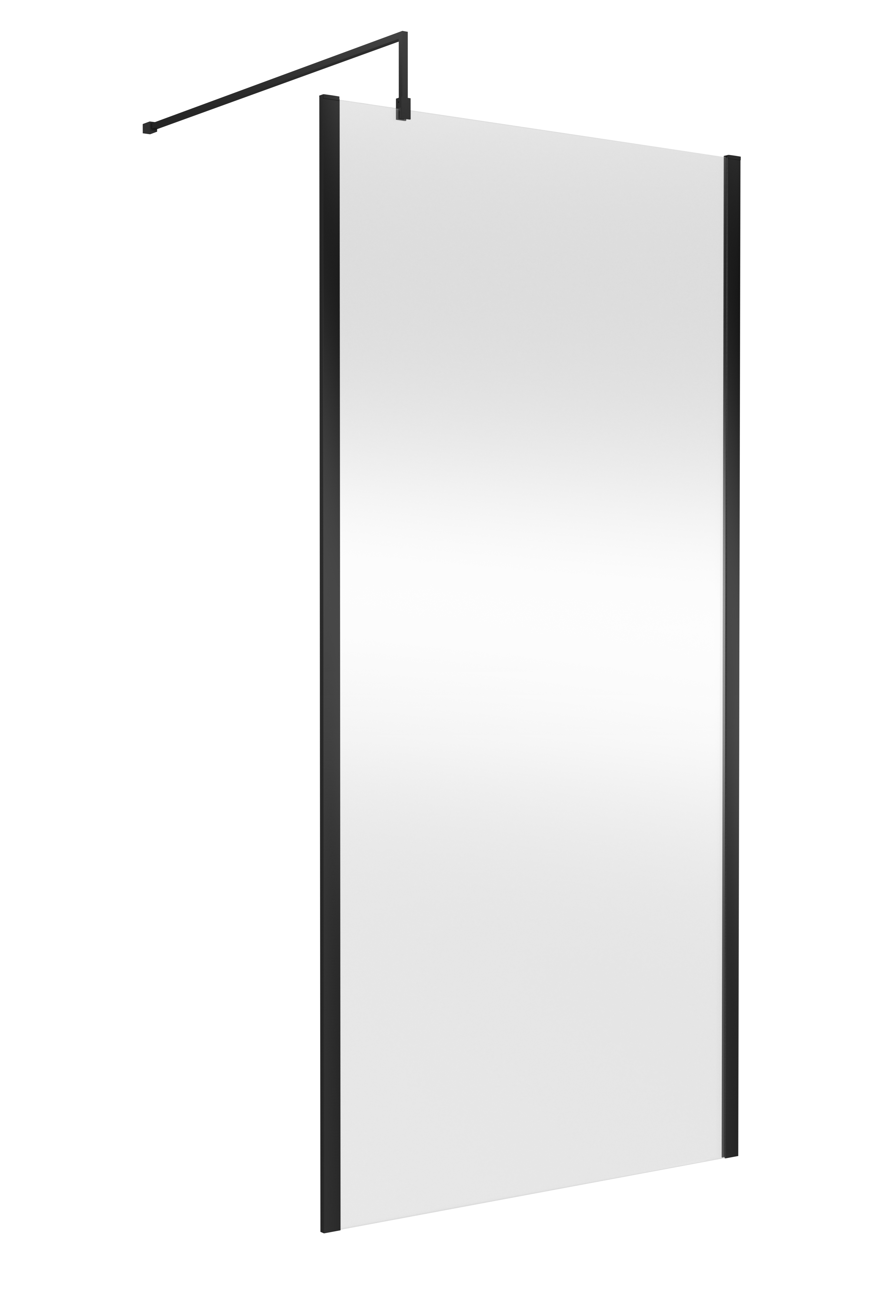Hudson Reed Wetroom Screen Matt Black 1000mm Outer Framed with Support Bar WRSOBP10