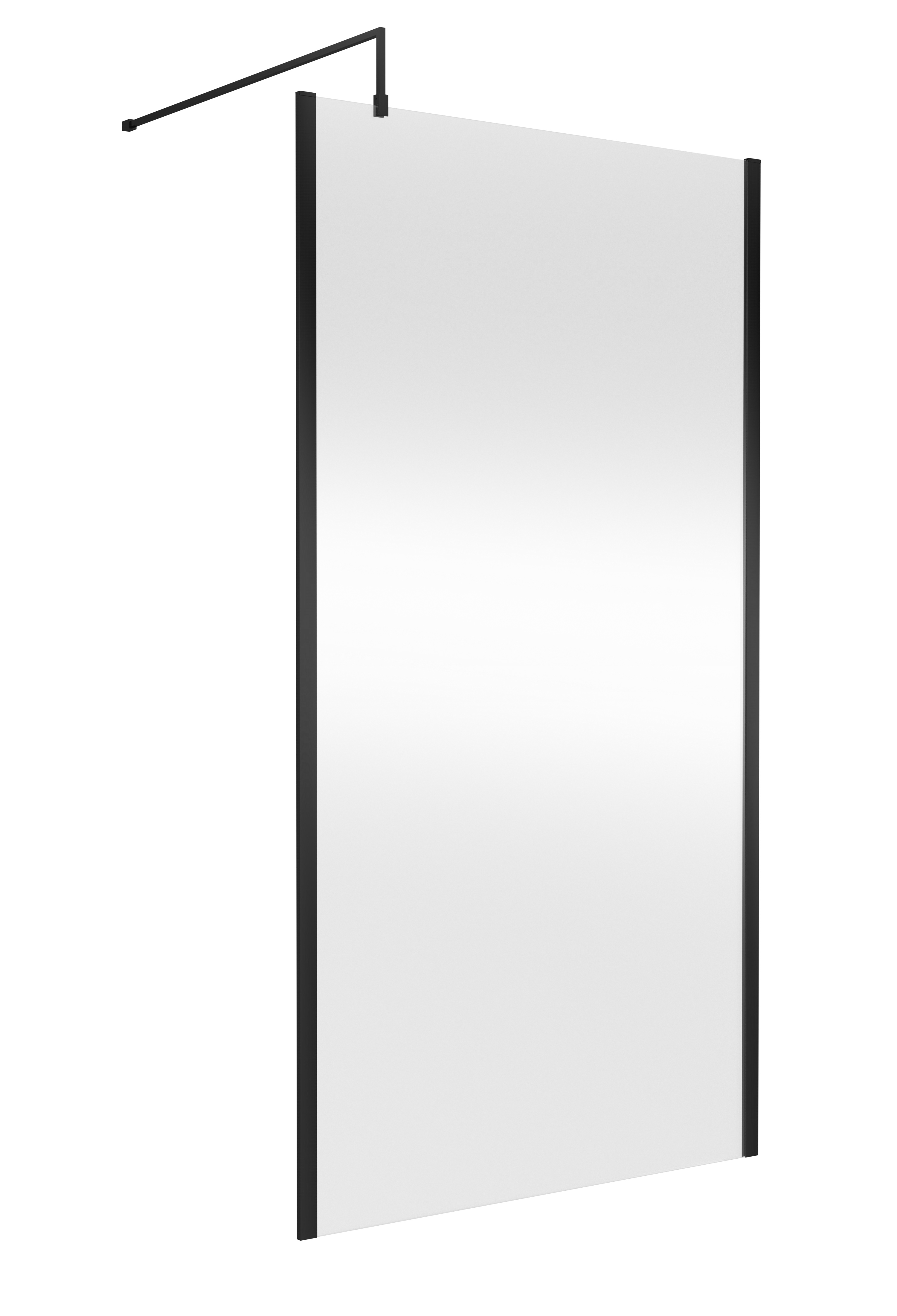 Hudson Reed Wetroom Screen Matt Black 1100mm Outer Framed with Support Bar WRSOBP11