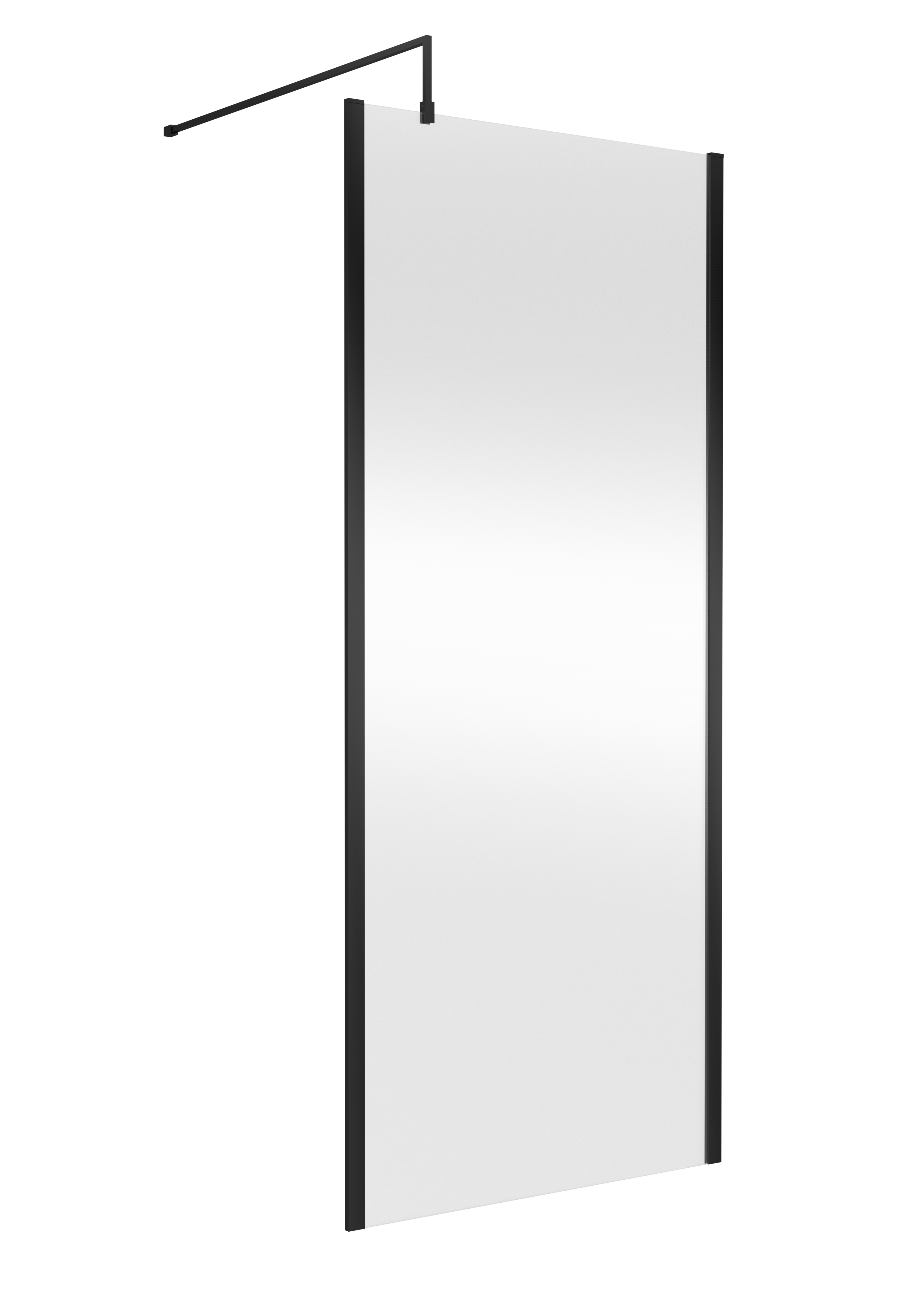 Hudson Reed Wetroom Screen Matt Black 900mm Outer Framed with Support Bar WRSOBP90