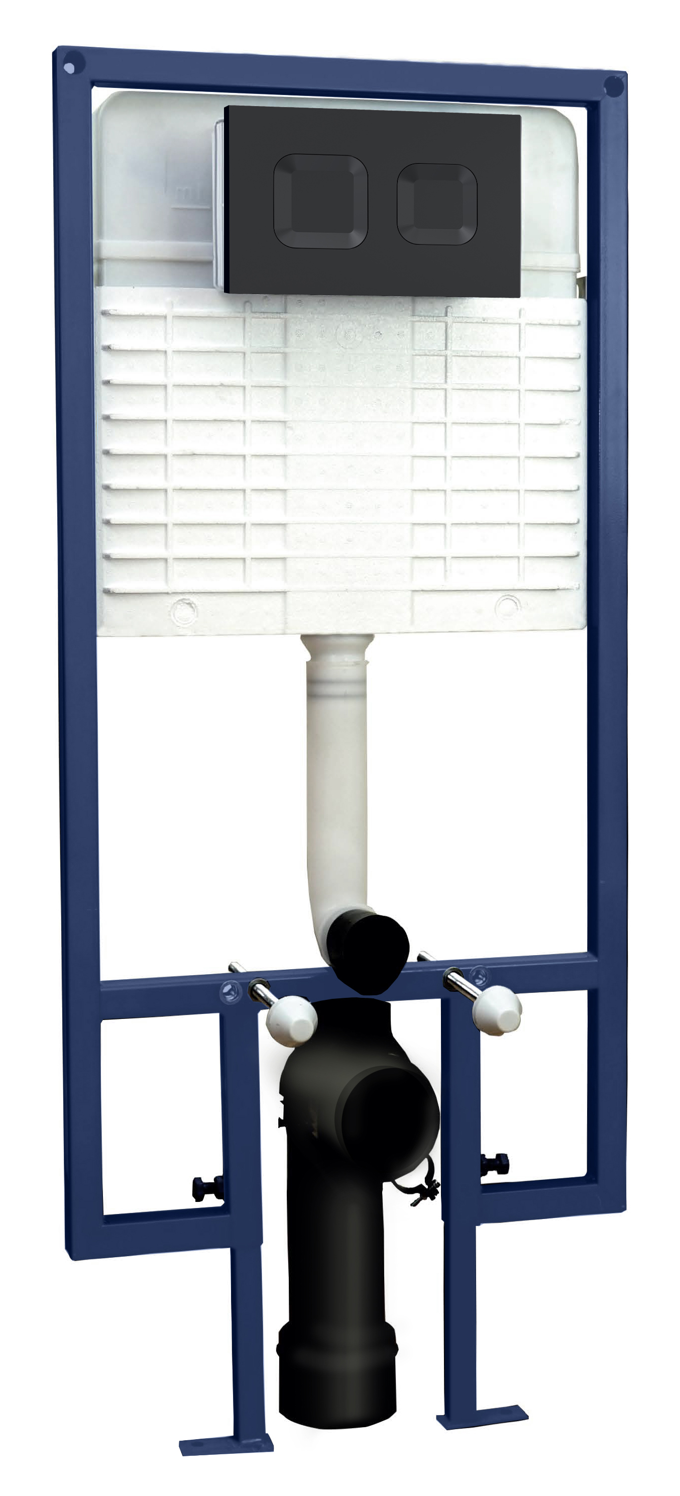Hudson Reed Nuie Matt Black Dual Flush Concealed Cistern Frame Square Plate XTY409S