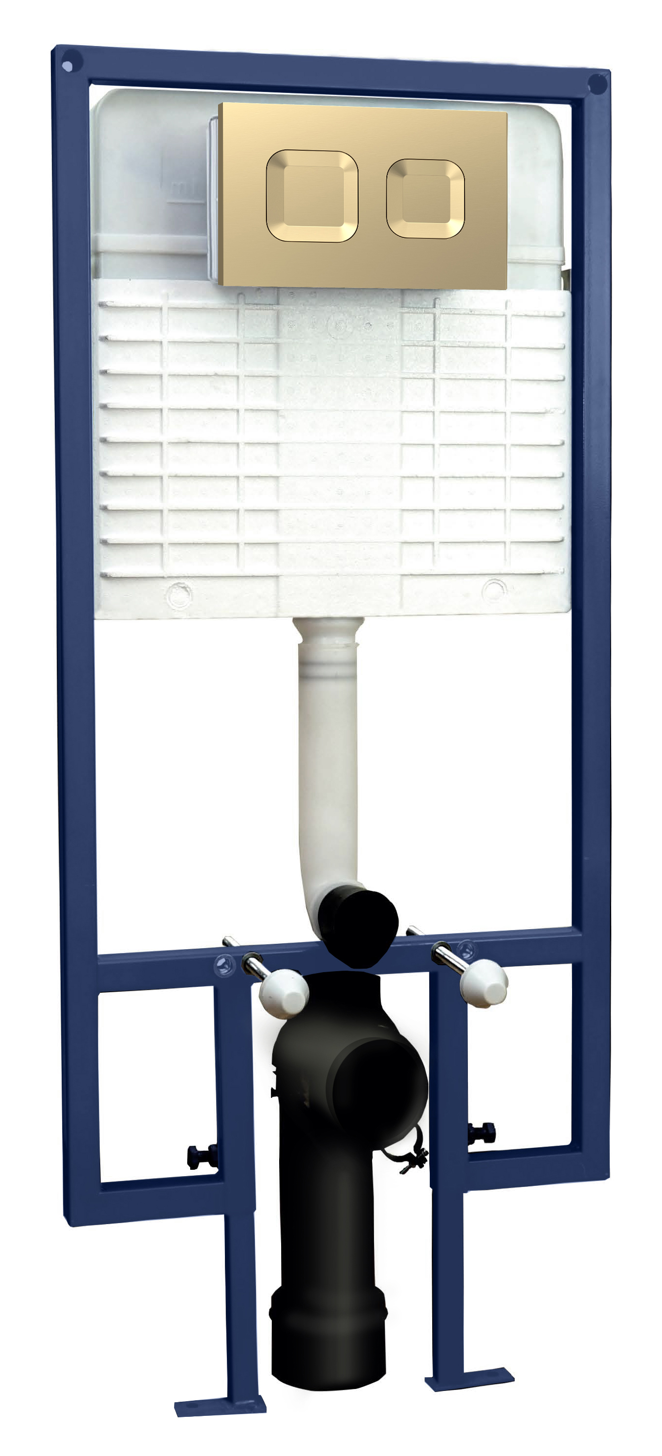 Hudson Reed Nuie Brushed Brass Dual Flush Concealed Cistern Frame Square Plate XTY809S
