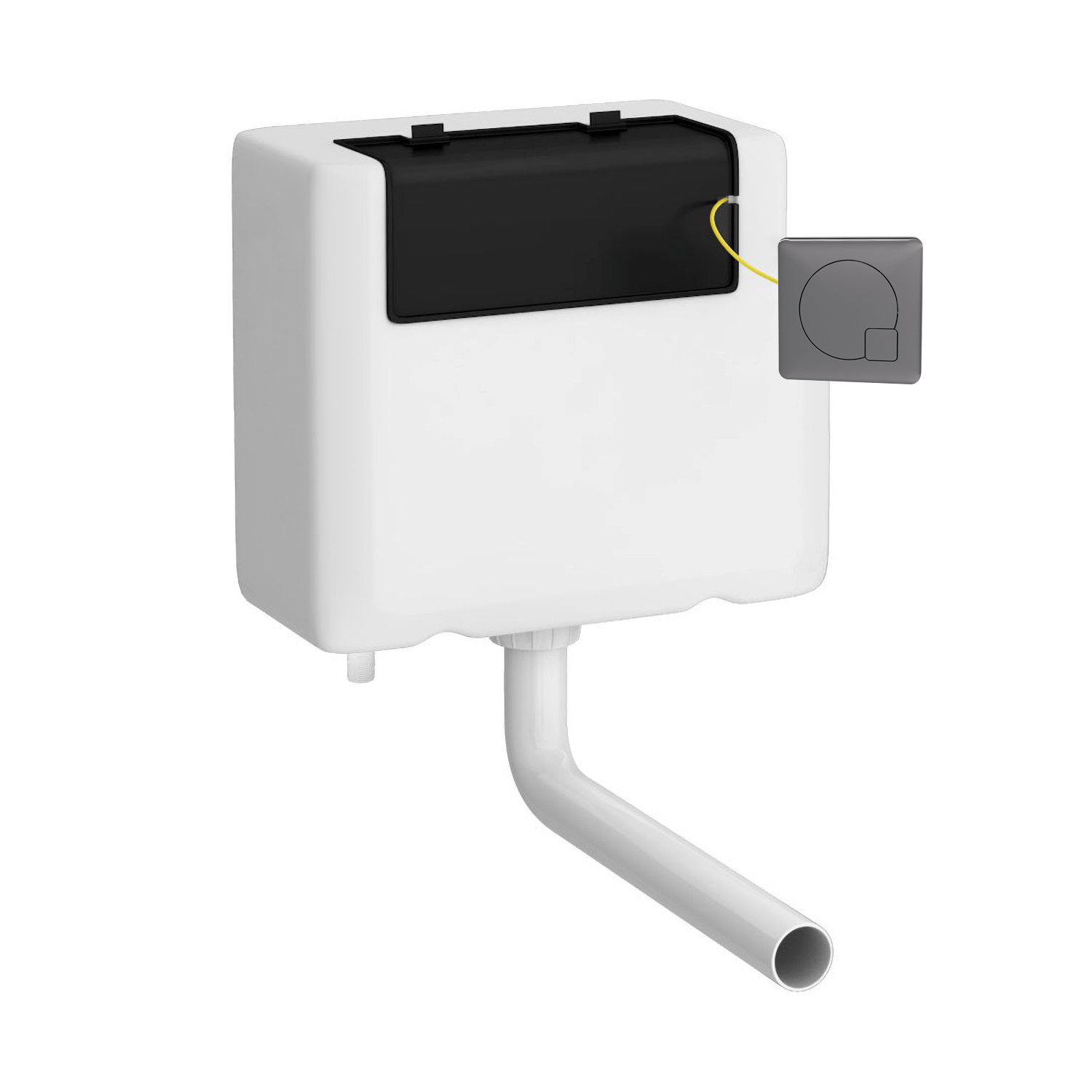 Nuie Brushed Pewter Universal Access Cistern and Black Square Flush Plate XTY8M04B